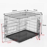 PawHut Gabbia Trasportino in Acciaio per Animali Pieghevole,Nero, 106&times;71&times;76cm