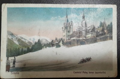 Carte postala, Castelul Peles iarna, 1927 foto