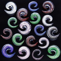 Expander pentru ureche ? spirala din sticla, culori diferite - Diametru piercing: 4,5 mm, Culoare: Transparent - Roz foto