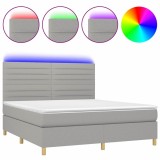 Cumpara ieftin Pat cu arcuri, saltea si LED, gri deschis, 180x200 cm, textil