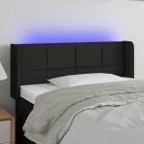 VidaXL Tăblie de pat cu LED, negru, 103x16x78/88 cm, textil