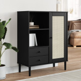 Cumpara ieftin Dulap &icirc;nalt SENJA aspect ratan negru, 90x40x112cm