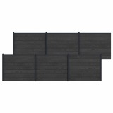 vidaXL Panou de Gardă 6 pcs WPC și Aluminiu Negru 3429479