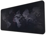 Cumpara ieftin Mousepad Mare Cauciucat pentru Gaming, Birou, Office, Antiderapant, Cusaturi Anti-Rupere, Waterproof, model Harta Lumii, 80 x 30cm, Negru