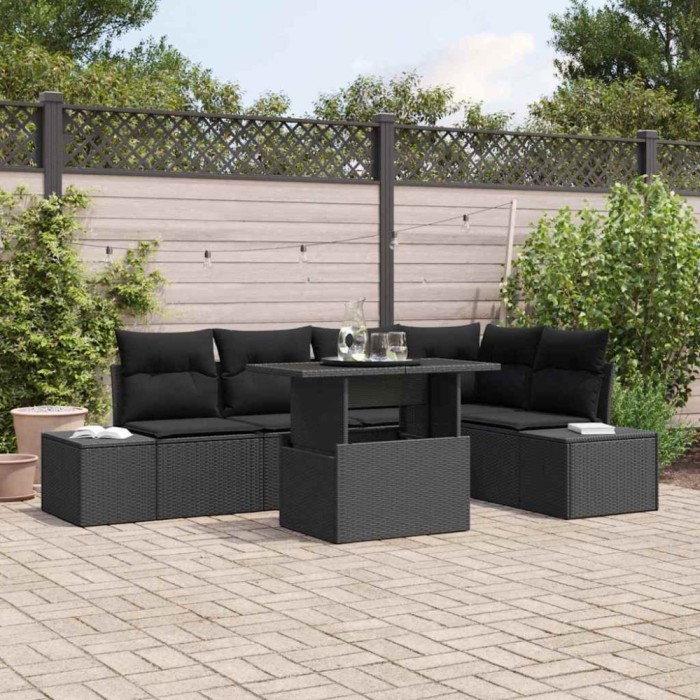 vidaXL Set de canapele pentru grădină 6 pcs Negru Rattan poli 3357926