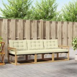 vidaXL Set de canapele de exterior cu pernă 3 pcs Alb și crem 3388364