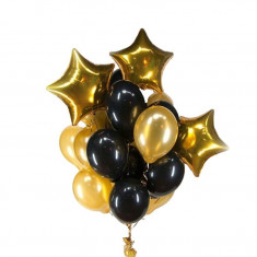 Buchet 13 baloane aniversare din latex, Magic Star Black,12 inch foto