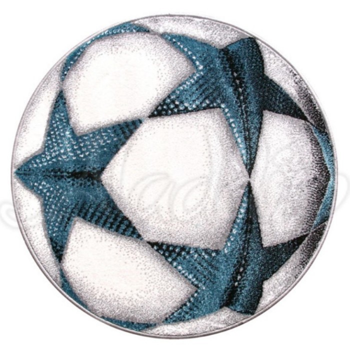 Covor Rotund Camera Copii Model Minge Fotbal 11199-190, Marime 67 x 67 cm, Alb, Inaltime Fir 9 mm, Antialergic, Polipropilena, Gradinita, Cresa, Loc d
