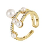 Cumpara ieftin Inel reglabil argint 925, JW1724, model elegant cu perle, placat cu aur