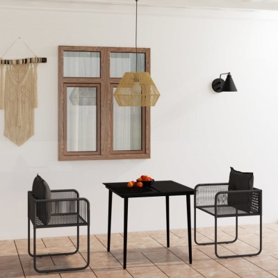 vidaXL Set de mobilier pentru grădină, 3 piese, negru foto