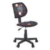 Scaun birou copii HM Bingo, stofa, baza polipropilena, inaltime reglabila, rotatie 360&deg;, sarcina maxima 70 kg, negru