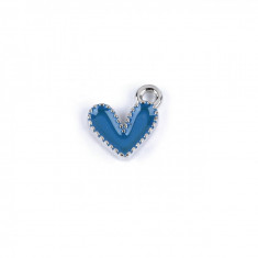 Mini pandantiv decorativ inima 10 x 10 mm, Argintiu albastru