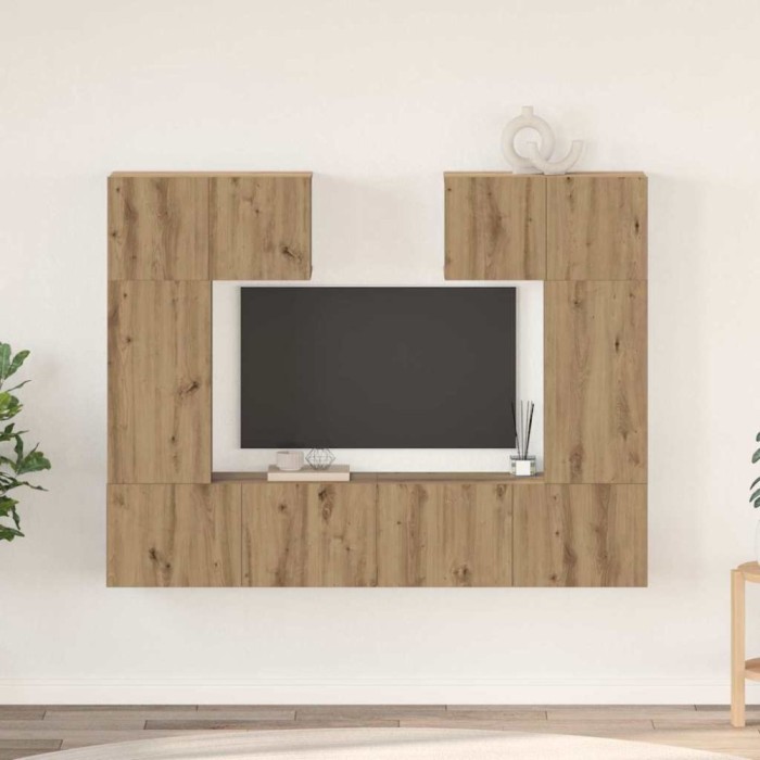 Set comodă TV Pe perete 6 pcs stejar artizanal 80 x 30 x 30 cm