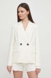 Sisley sacou culoarea bej, cu doua randuri de nasturi, neted
