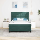 Cumpara ieftin Pat cu arcuri cu headboard Verde inchis 190 x 140 cm Catifea