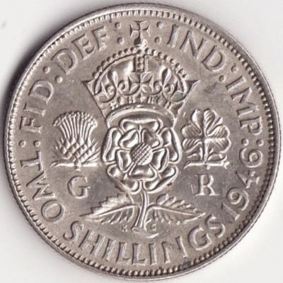Moneda Regatul Unit - 2 Shillings 1946 - George al VI-lea - Argint foto