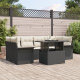 vidaXL Set sofa grădină cu perne Negru Ratan Poli