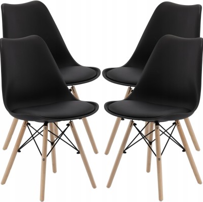 Set 4 scaune de bucatarie, design scandinav modern, sezut cu burete, negru Household NewTrend foto