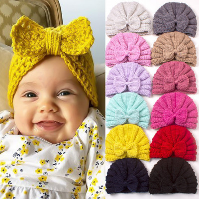 Caciulita crosetata tip turban cu fundita (Marime Disponibila: 6-9 luni foto