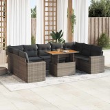 vidaXL Set mobilier de grădină cu perne, 10 piese, gri, poliratan 3327084