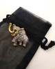 Brosa Elefant placata Aur 18K &amp; Swarovski, saculet cadou. Bijuterie martisor dama,vintage