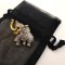 Brosa- MARTISOR ELEFANT-placata AUR galben 18K,Swarovski