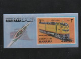 Manama 1972-Transporturi,Locomotive,colita 3D,Mi.,Bl.178