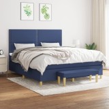 VidaXL Pat box spring cu saltea, albastru, 180x200 cm, material textil 3137099