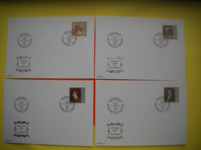 HOPCT PLIC FDC S NR 332 SET 4 FDC -PICTURA 1981 -LIECHTENSTEIN -NECIRCULAT