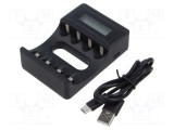 &Icirc;ncărcător QOLTEC microprocesor Ni-Cd Ni-MH 5V USB pentru 4 celule AA AAA R6 R03