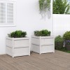 VidaXL Jardiniere de grădină, 2 buc., alb, lemn masiv de pin