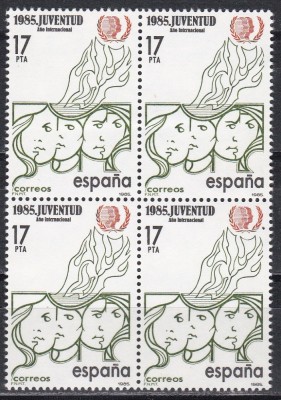 Spania 1985 - Anul Internațional al Tineretului, Bloc de 4, MNH foto
