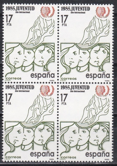 Spania 1985 - Anul Internațional al Tineretului, Bloc de 4, MNH