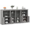 VidaXL Servantă cu lumini LED, gri sonoma, 202x37x100 cm