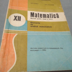 MATEMATICA CLASA XII NICU BOBOC ELEMENTE DE ANALIZA MATEMATICA 1993