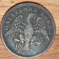 Lower Canada (provincie) -raritate- 1/2 half penny token 1815 -Britannia & Eagle