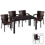 Cumpara ieftin Set de gradina masa si scaune Explore-Festive set 7piese plastic maro 150x90x73.5cm