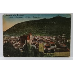 VEDERE DIN BRASOV , IN STANGA , BISERICA NEAGRA , CARTE POSTALA , 1929