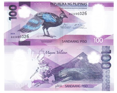 Filipine 100 Piso 2024-25 P-238 Polimer UNC foto