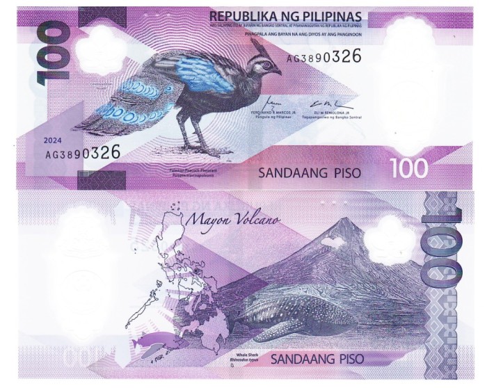 Filipine 100 Piso 2024-25 P-238 Polimer UNC