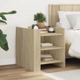Noptiera Gossi Stejar Sonoma 45x50x50 cm Lemn Prelucrat cu 2 Compartimente