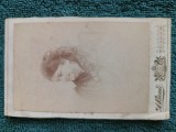 fotografie exceptionala , atelier Alfred Brand ,Sinaia , distinsa doamna .Dimensiuni 11 cm x 6 cm .
