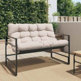 vidaXL Bancă de grădină cu pernă, taupe, 113 cm, oțel