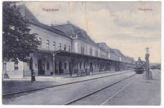 #Z.2291- Romania, Nagyvarad, Oradea c.p. circulata 1910: Gara interior, tren foto