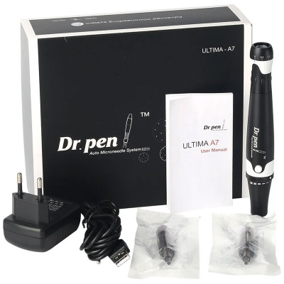 Creion cu Micro-Ace din Titan, Dermapen, Dr. Pen, Ultima A7C, 2x Rezerve 12 ace, Adancime 0.25 - 2.5 foto