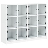 Biblioteca cu usi, alb, 136x37x109 cm, lemn prelucrat
