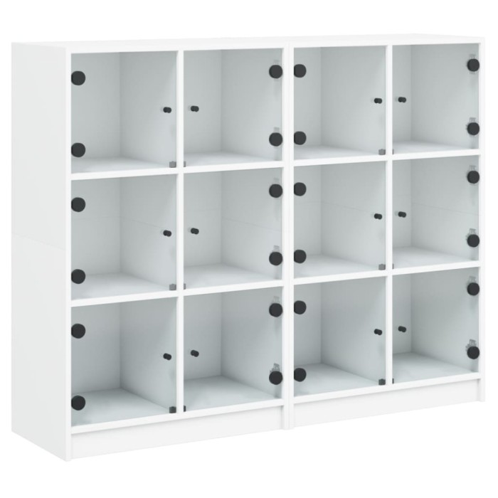 Biblioteca cu usi, alb, 136x37x109 cm, lemn prelucrat