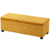 HOMCOM Bancă depozitare Capacitate 84 L 112x42x40cm Tapițerie din catifea La picioarele patului pentru Living Dormitor Galben | Aosom Romania