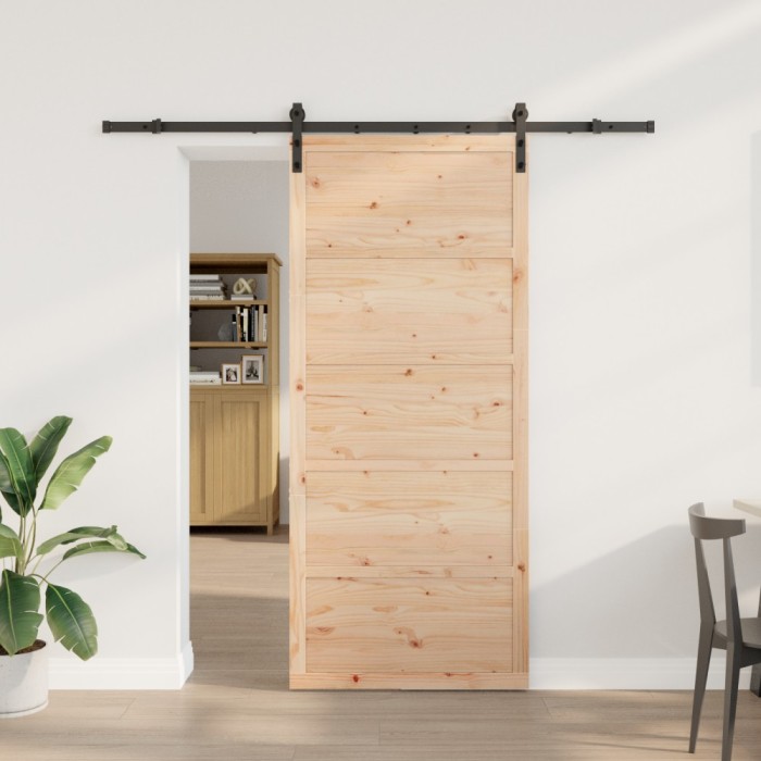 vidaXL Ușă glisantă Maro 90 x 208 cm Lemn masiv de pin