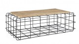 Masuta de cafea din fier negru si blat din lemn mango Trellis 110 cm x 65 cm x 35 h